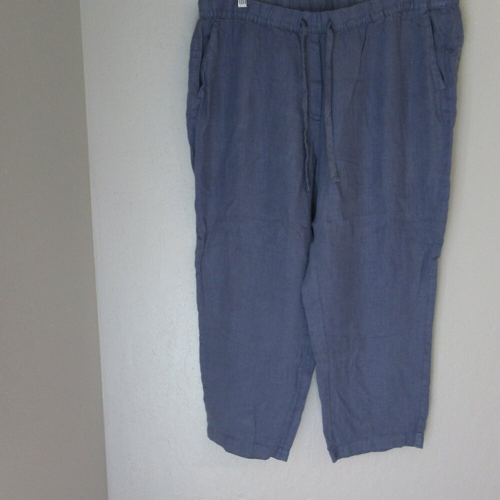 Pure J. Jill Blue NWT XL Drawstring Waist 100% Linen Side Pockets Pants